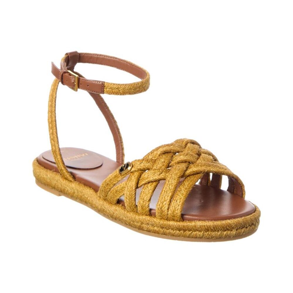 Valentino Vlogo Signature Raffia Sandal, Brown